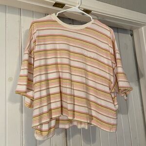 Women’s Billabong White, Yellow, Pink, Green Striped Top 
SIZE S 
Never Worn
